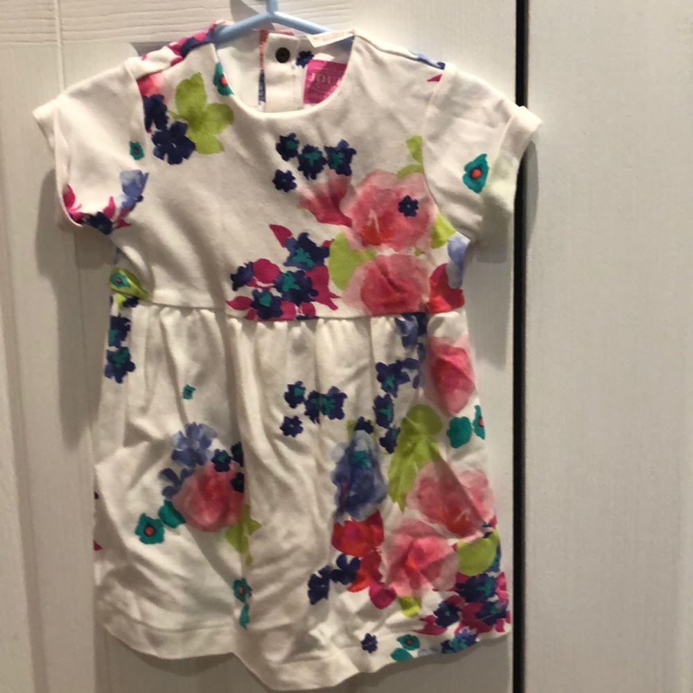 Joules white floral girls dress size 12 mo